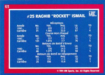 1991 All World CFL French #63 Raghib Ismail Back
