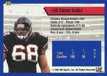 1991 All World CFL French #69 Glenn Kulka Back