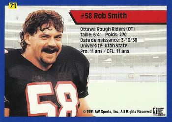 1991 All World CFL French #71 Rob Smith Back