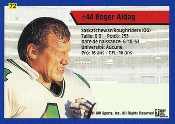 1991 All World CFL French #72 Roger Aldag Back