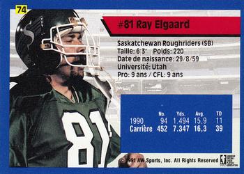 1991 All World CFL French #74 Ray Elgaard Back