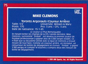 1991 All World CFL French #75 Mike Clemons Back