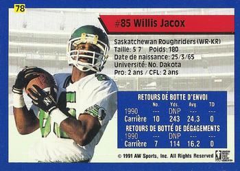 1991 All World CFL French #78 Willis Jacox Back