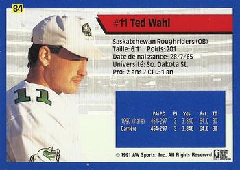 1991 All World CFL French #84 Ted Wahl Back