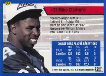 1991 All World CFL French #86 Mike Clemons Back