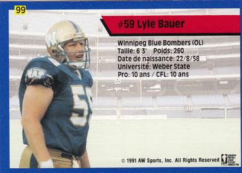 1991 All World CFL French #99 Lyle Bauer Back