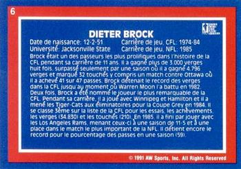 1991 All World CFL French #6 Dieter Brock Back