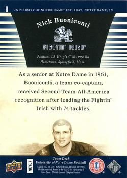 2013 Upper Deck University of Notre Dame #8 Nick Buoniconti Back