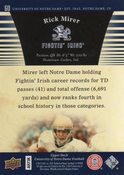 2013 Upper Deck University of Notre Dame #60 Rick Mirer Back