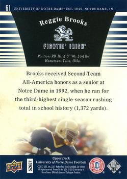 2013 Upper Deck University of Notre Dame #61 Reggie Brooks Back
