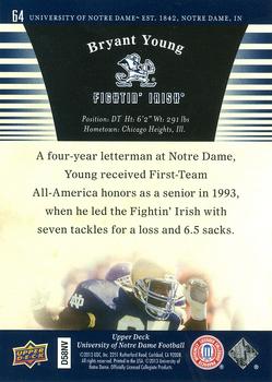 2013 Upper Deck University of Notre Dame #64 Bryant Young Back