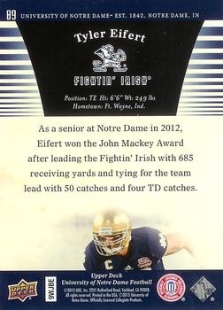 2013 Upper Deck University of Notre Dame #89 Tyler Eifert Back