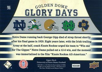 2013 Upper Deck University of Notre Dame #96 Win One for the Gipper Back
