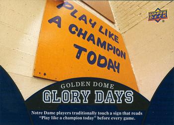 2013 Upper Deck University of Notre Dame #100 Play Like a Champion Today Front