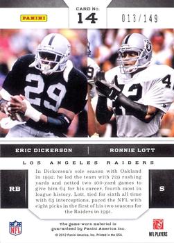 2012 Panini Momentum - Double Feature Materials #14 Eric Dickerson / Ronnie Lott Back