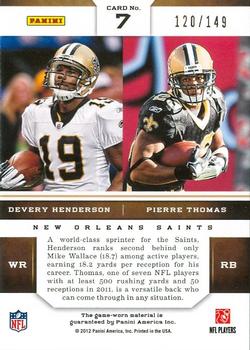 2012 Panini Momentum - Double Feature Materials #7 Devery Henderson / Pierre Thomas Back