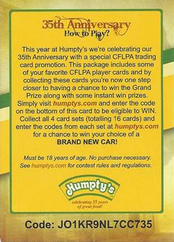 2012 Humpty's CFL #NNO Contest Card Front