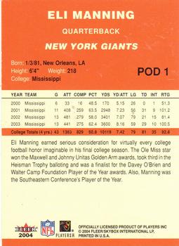 2004 NFLPA Player of the Day #POD1 Eli Manning Back