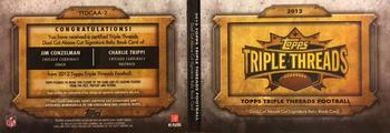 2012 Topps Triple Threads - Cut Above Autographs Dual #TTDCAA-2 Charley Trippi / Jim Conzelman Back