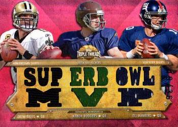 2012 Topps Triple Threads - Relic Combos #TTRC-37 Drew Brees / Aaron Rodgers / Eli Manning Front