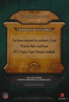 2012 Topps Triple Threads - Relic Emerald #TTR-121 Antonio Gates Back