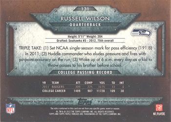 2012 Topps Triple Threads - Sepia #131 Russell Wilson Back
