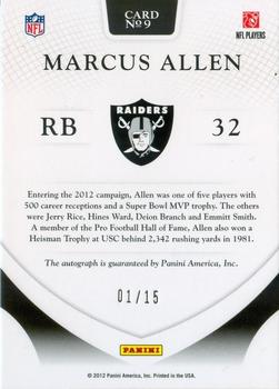 2012 Panini Certified - Essential Signatures #9 Marcus Allen Back