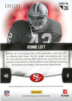 2012 Panini Certified - Fabric of the Game #36 Ronnie Lott Back