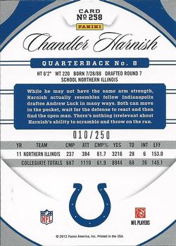 2012 Panini Certified - Mirror Red #258 Chandler Harnish Back