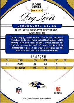 2012 Panini Certified - Mirror Red #23 Ray Lewis Back