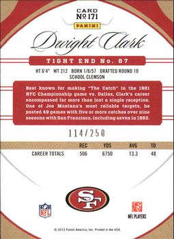 2012 Panini Certified - Mirror Red #171 Dwight Clark Back