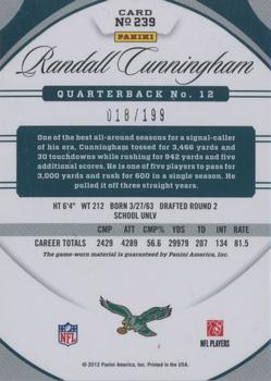2012 Panini Certified - Mirror Red Materials #239 Randall Cunningham Back
