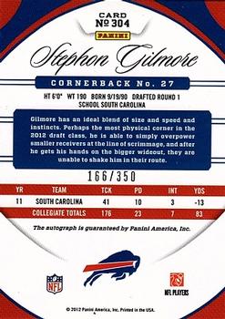 2012 Panini Certified - Mirror Red Signatures #304 Stephon Gilmore Back