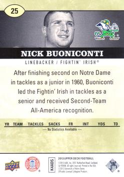 2013 Upper Deck #25 Nick Buoniconti Back
