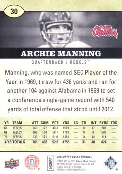 2013 Upper Deck #30 Archie Manning Back