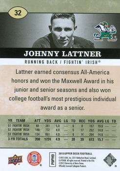 2013 Upper Deck #32 Johnny Lattner Back