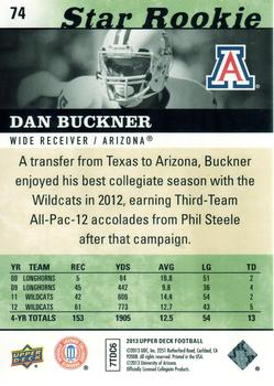 2013 Upper Deck #74 Dan Buckner Back