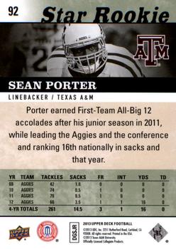 2013 Upper Deck #92 Sean Porter Back