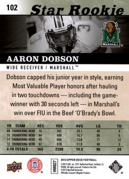 2013 Upper Deck #102 Aaron Dobson Back