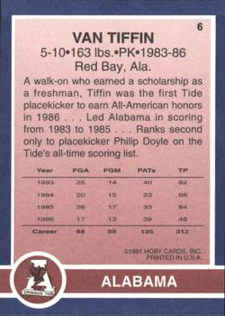 1991 Hoby Stars of the SEC #6 Van Tiffin Back