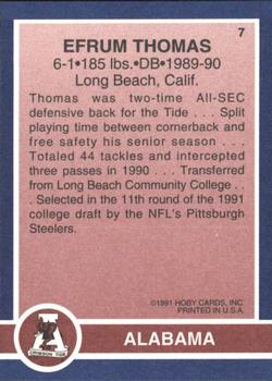 1991 Hoby Stars of the SEC #7 Efrum Thomas Back
