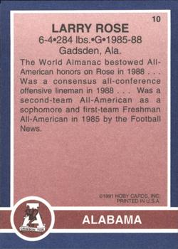 1991 Hoby Stars of the SEC #10 Larry Rose Back