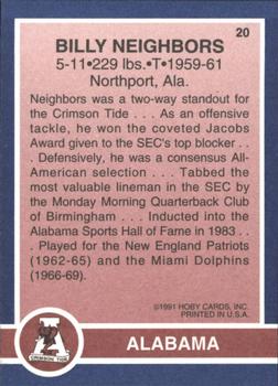 1991 Hoby Stars of the SEC #20 Billy Neighbors Back