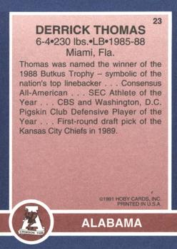 1991 Hoby Stars of the SEC #23 Derrick Thomas Back