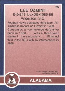 1991 Hoby Stars of the SEC #26 Lee Ozmint Back