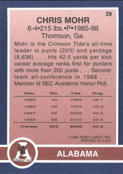 1991 Hoby Stars of the SEC #29 Chris Mohr Back