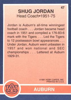 1991 Hoby Stars of the SEC #47 Shug Jordan Back