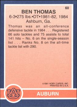 1991 Hoby Stars of the SEC #60 Ben Thomas Back