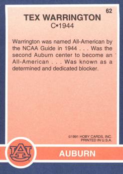 1991 Hoby Stars of the SEC #62 Tex Warrington Back