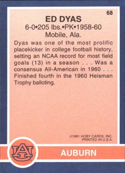 1991 Hoby Stars of the SEC #68 Ed Dyas Back